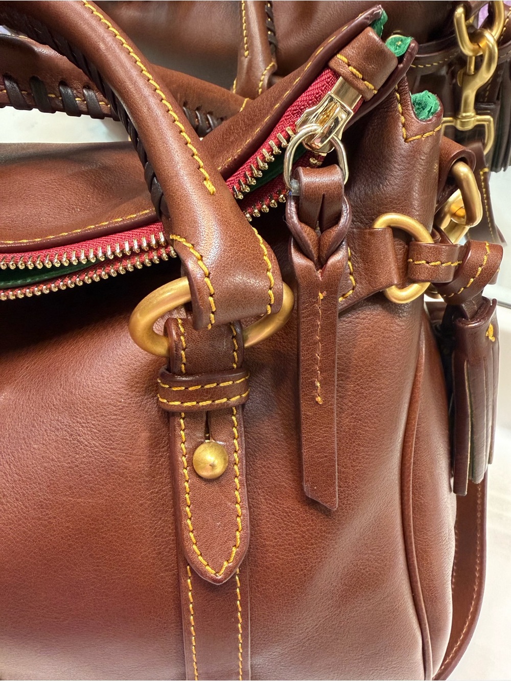NWT Dooney and Bourke Florentine Large Satchel Chestnut - Picture 2 of 14